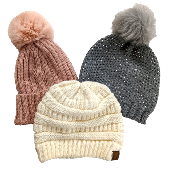 C.C Accessories - C. C Cable Knit Beanie Hat Lot of 3 Winter Fashion Hats